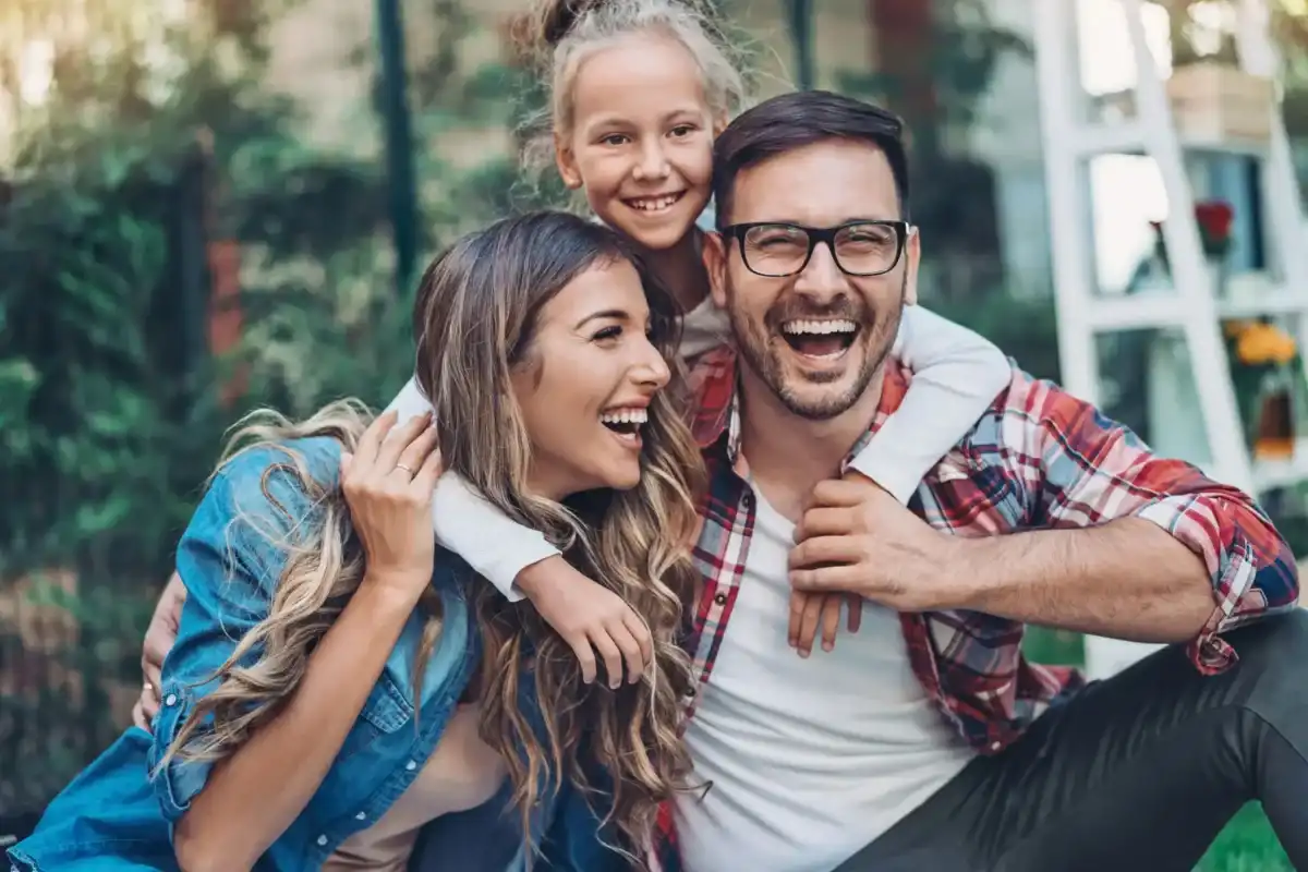 Family at an eye appointment near Clinton, Utah